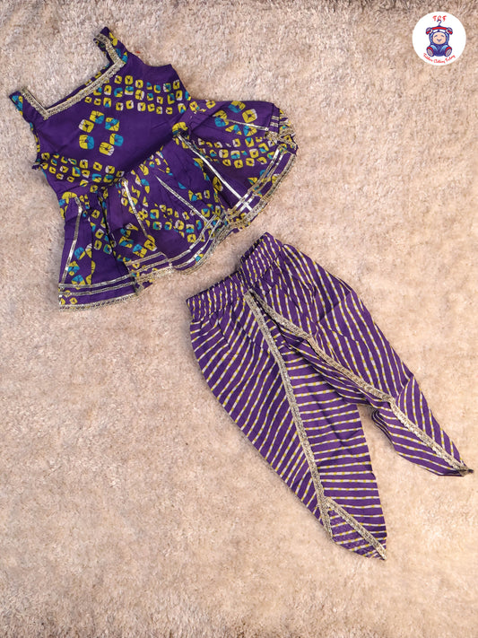 Violet -  Printed Kurti Dhoti Set