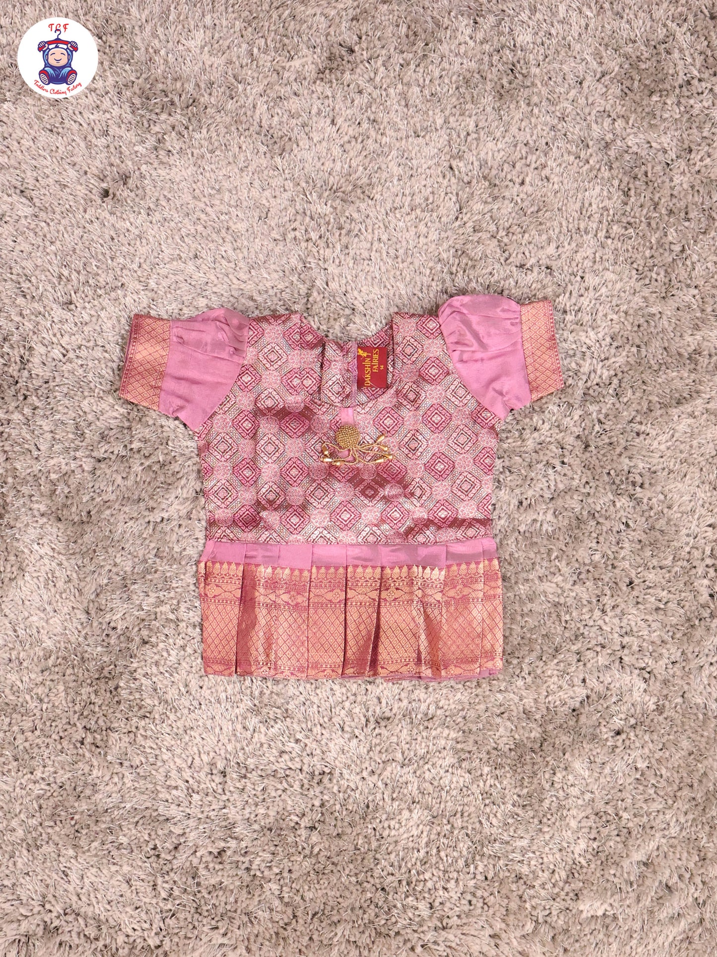 Lavender & Brown Copper - Girls Readymade Pavadai Sattai With Half Saree