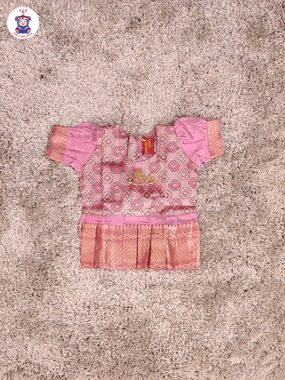 Lavender & Brown Copper - Girls Readymade Pavadai Sattai With Half Saree