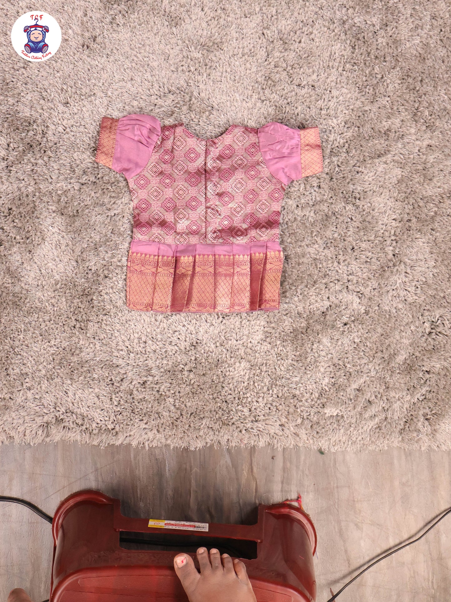 Lavender & Brown Copper - Girls Readymade Pavadai Sattai With Half Saree