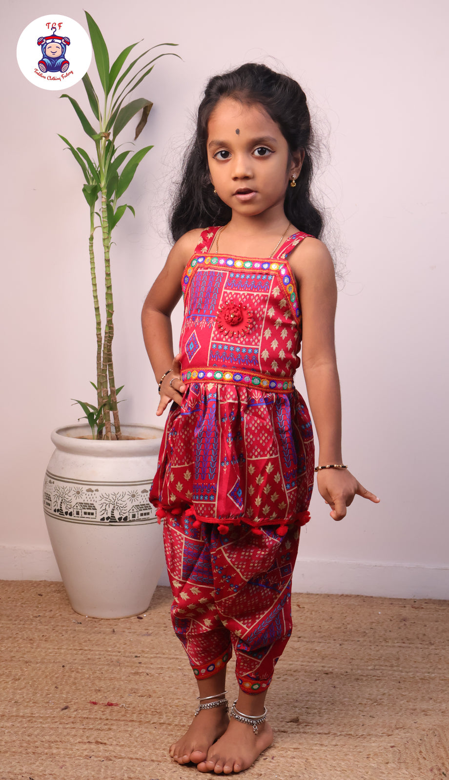 Red - Dhoti Kurti Top & Bottom Set