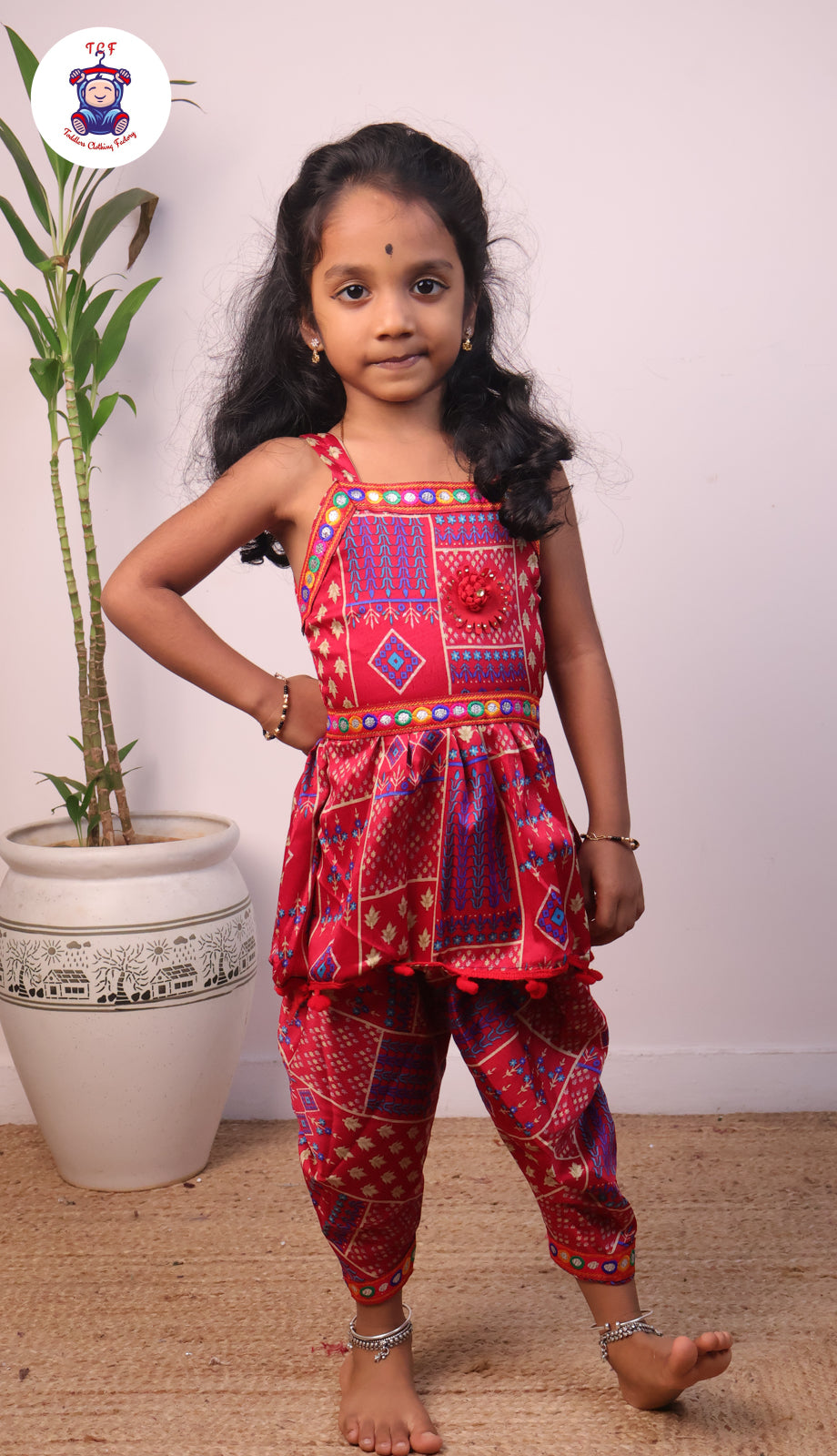 Red - Dhoti Kurti Top & Bottom Set