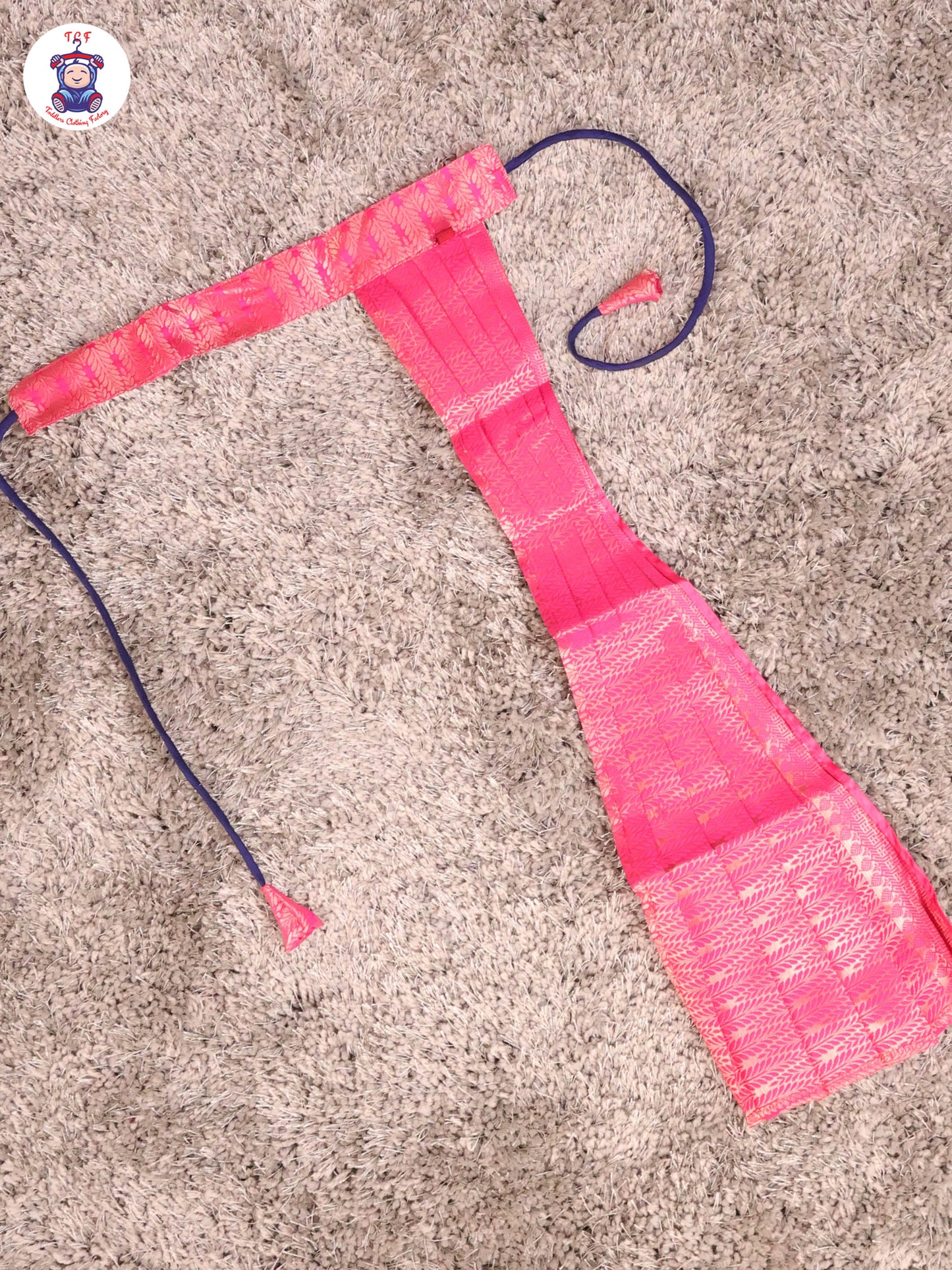 Royal Blue & Rani Pink - Girls Readymade Pavadai Sattai With Half Saree