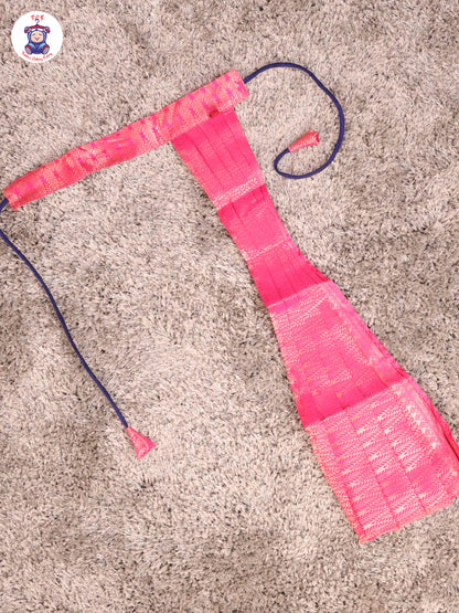 Royal Blue & Rani Pink - Girls Readymade Pavadai Sattai With Half Saree