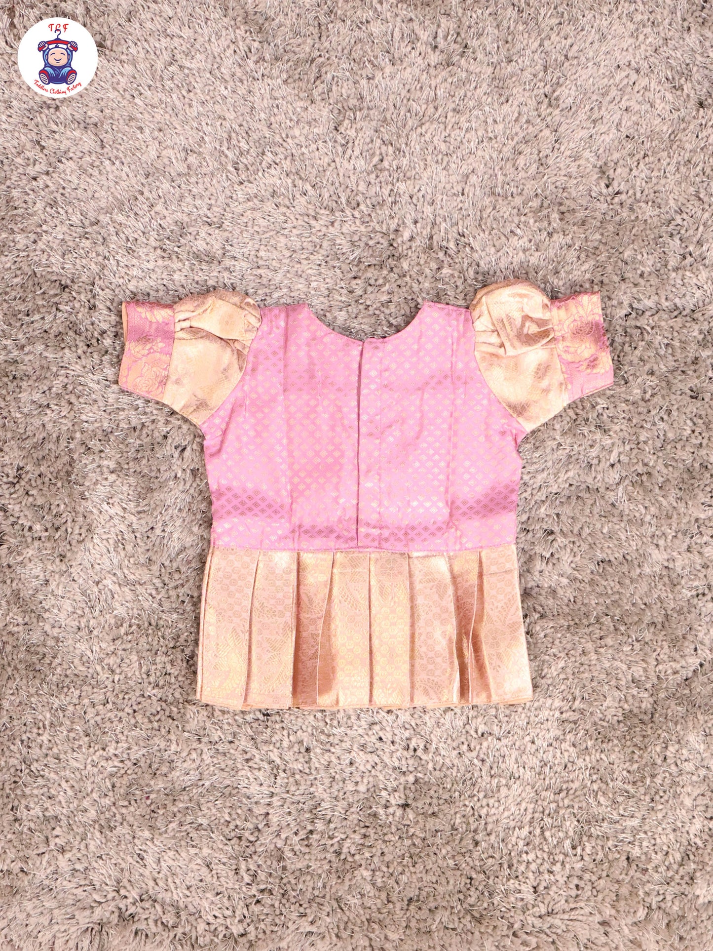 Lavender & Gold - Girls Readymade Pavadai Sattai With Half Saree