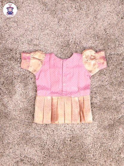 Lavender & Gold - Girls Readymade Pavadai Sattai With Half Saree
