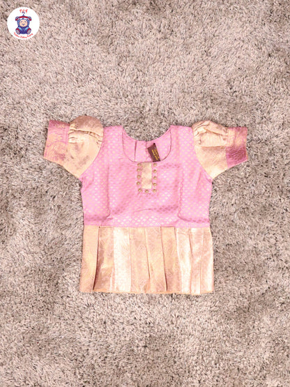 Lavender & Gold - Girls Readymade Pavadai Sattai With Half Saree
