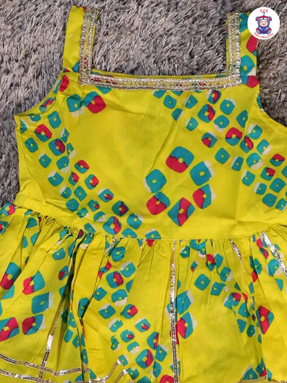 Yellow -  Printed Kurti Dhoti Set