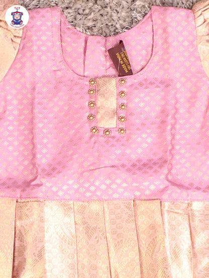 Lavender & Gold - Girls Readymade Pavadai Sattai With Half Saree