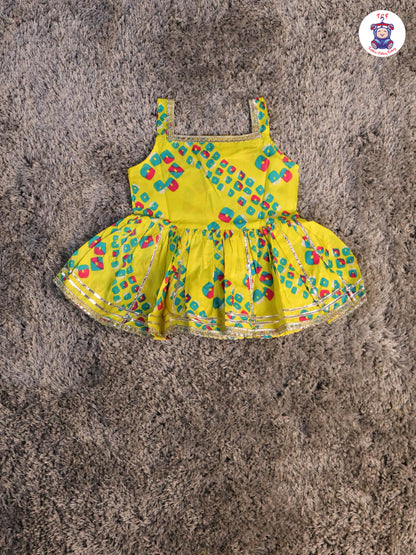 Yellow -  Printed Kurti Dhoti Set