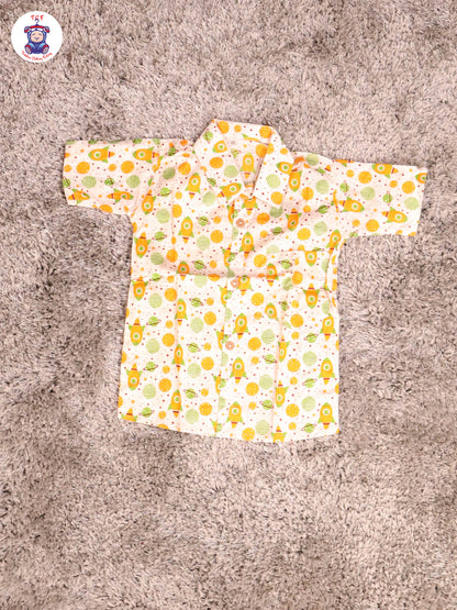 Haft White & Yellow - Rocket Boys Readymade Cotton Shirts & Shorts