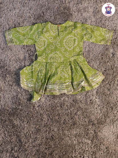 Lite Green - Printed Girls Angrakha Kurti