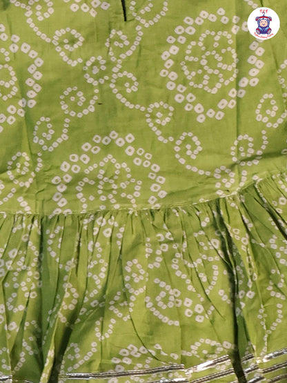Lite Green - Printed Girls Angrakha Kurti