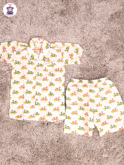 White - Bike Boys Readymade Cotton Shirts & Shorts