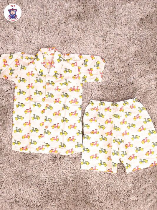 White - Bike Boys Readymade Cotton Shirts & Shorts