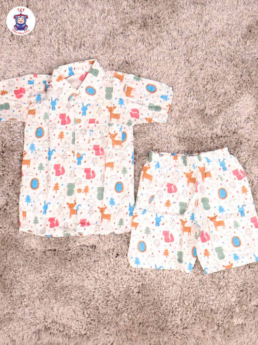 White - Rabbit Boys Readymade Cotton Shirts & Shorts