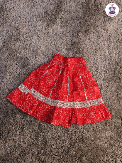 Red - Bandhini Printed Girls Lehenga Choli