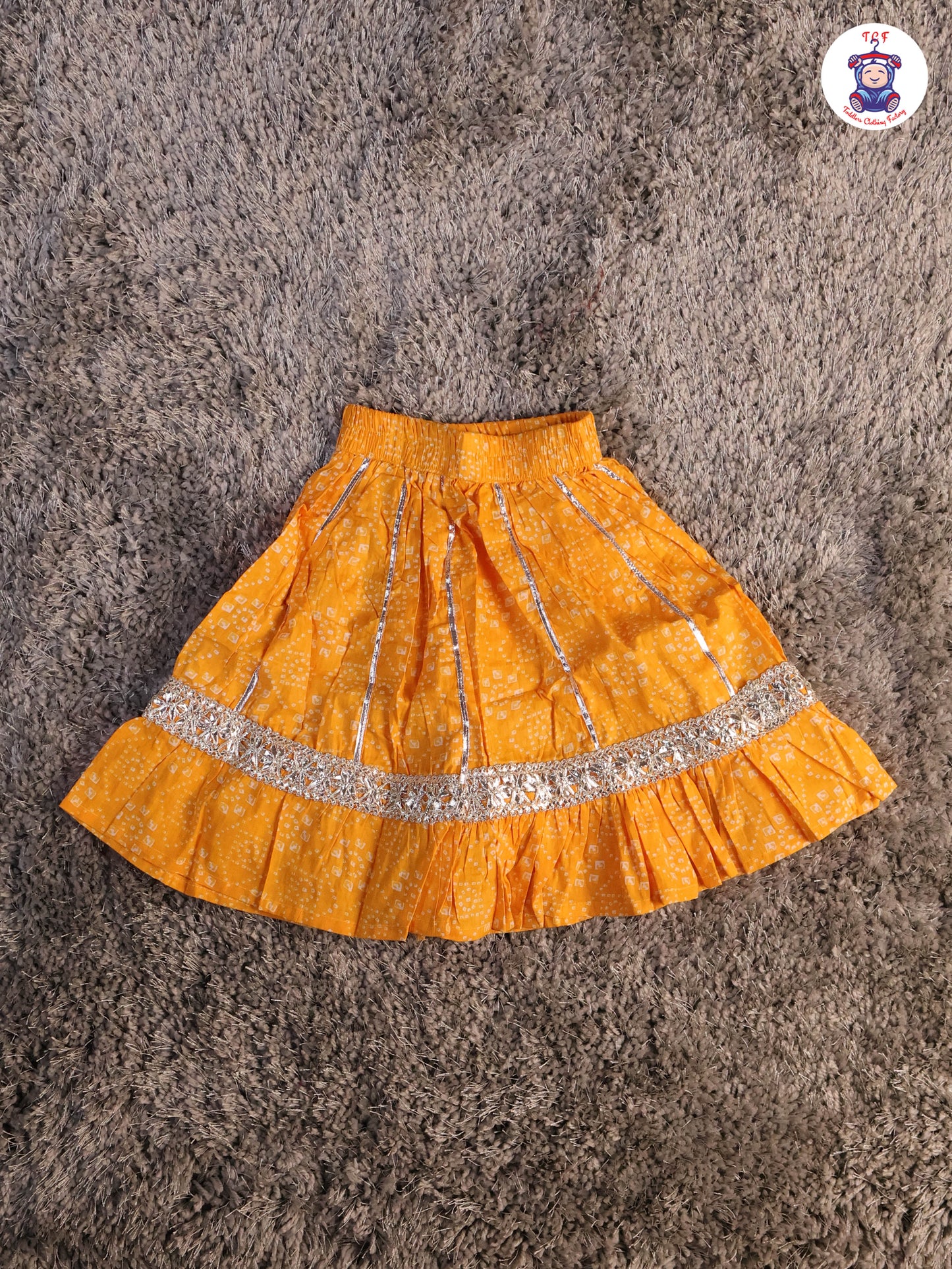 Dark Yellow - Printed Girls Lehenga Choli
