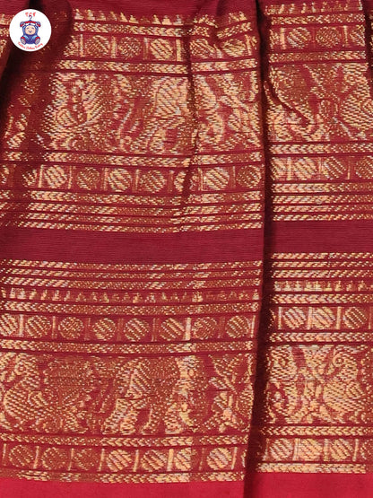 Black & Red - Girls Chettinad Cotton Pan Collor Frock