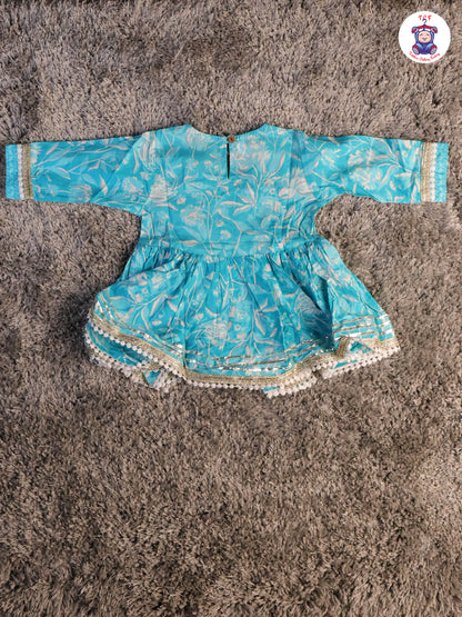 Sky Blue - Anarkali Kurti With Sharara