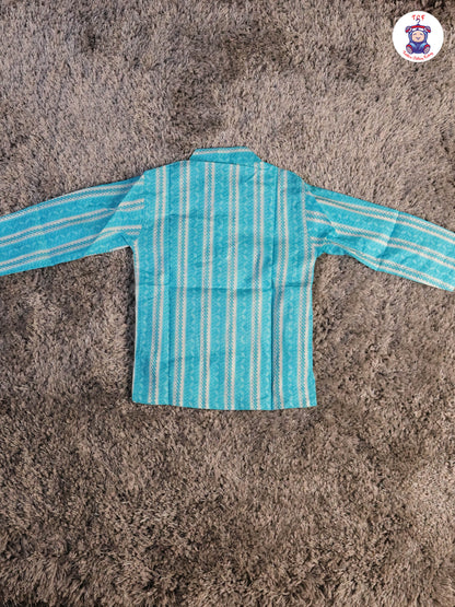 Sky Blue - Boys Printed Kurta With Pant