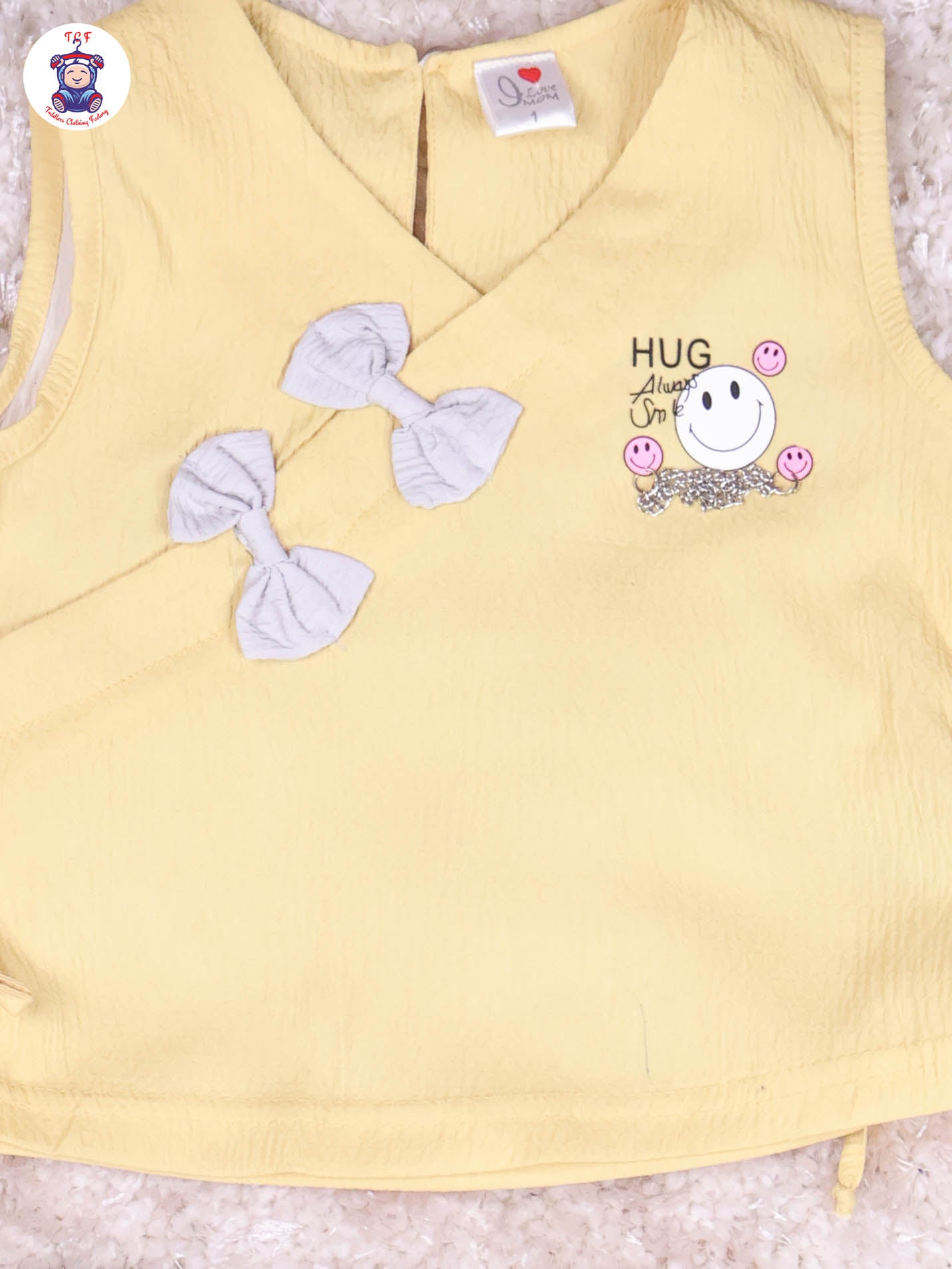Yellow & Grey Girls Gallis Top & Skirt