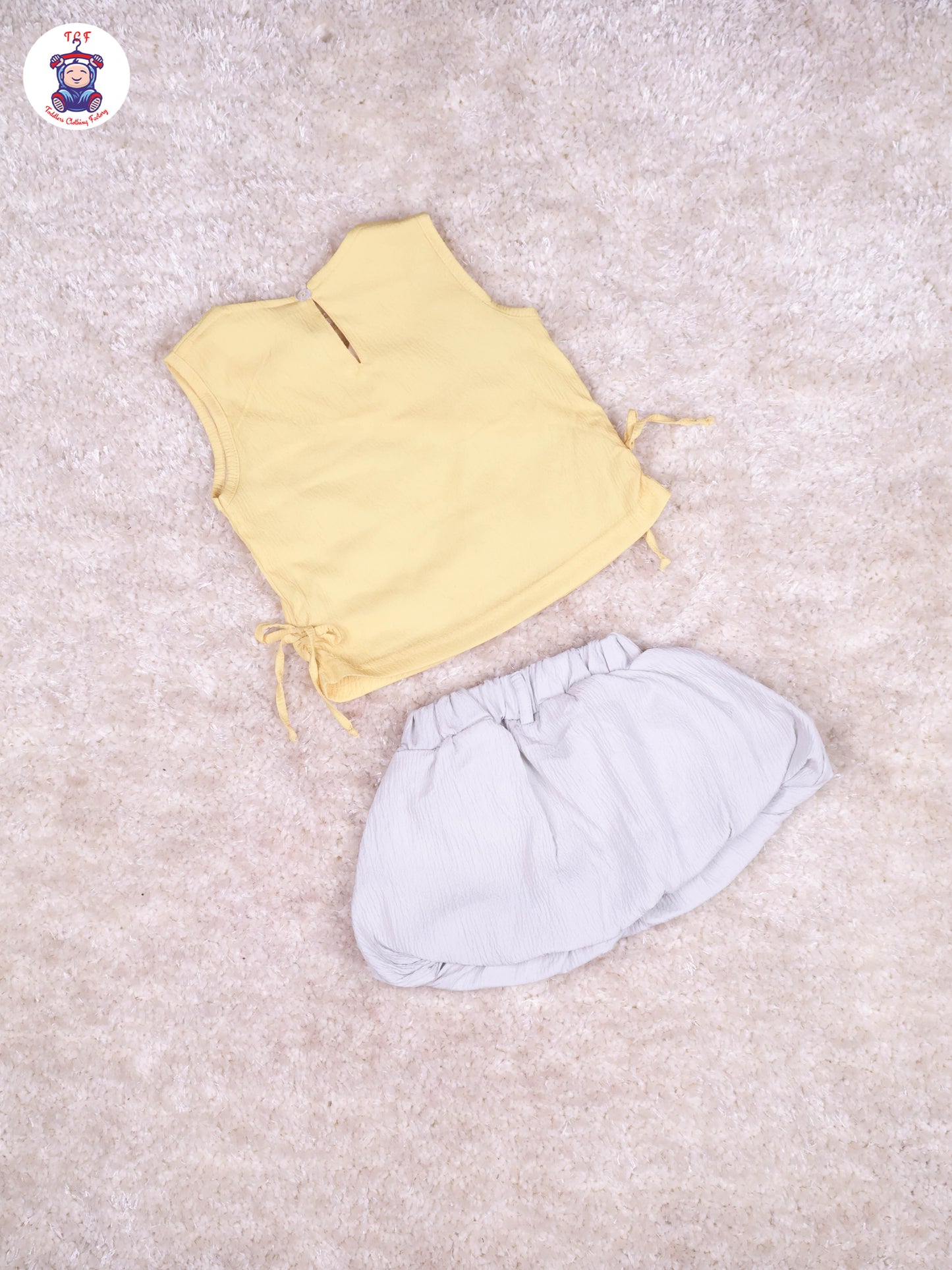 Yellow & Grey Girls Gallis Top & Skirt