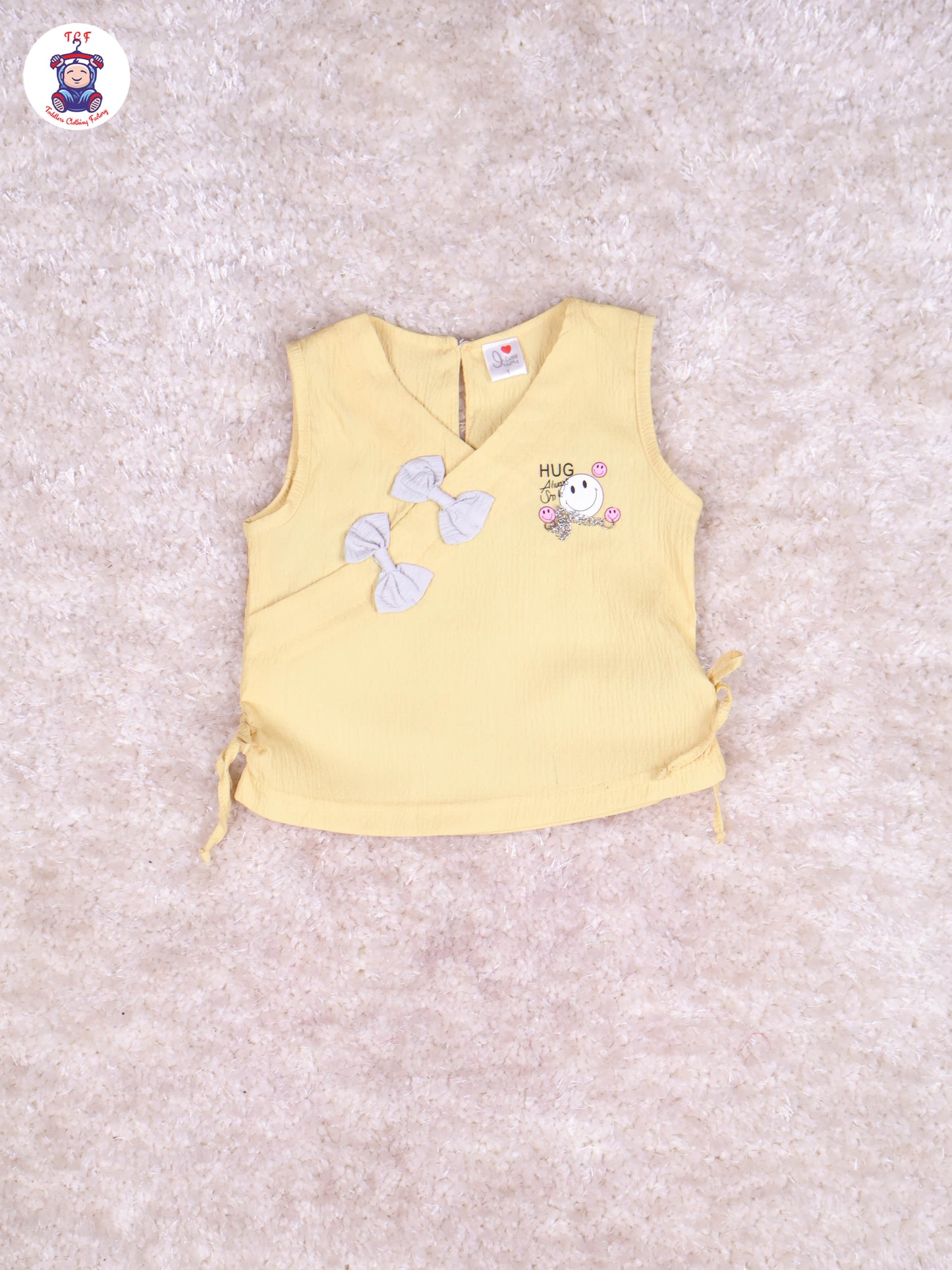 Yellow & Grey Girls Gallis Top & Skirt