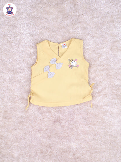 Yellow & Grey Girls Gallis Top & Skirt