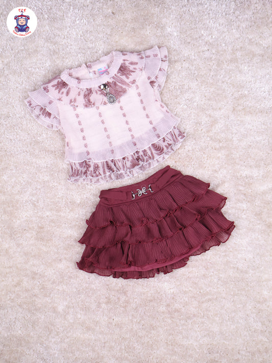 Choclate Brown - Girls Top & Mini Skirt