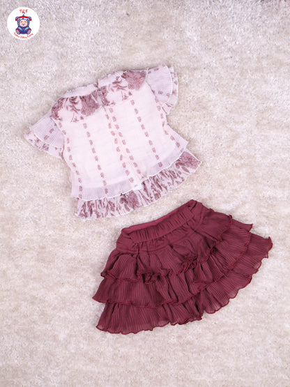 Choclate Brown - Girls Top & Mini Skirt