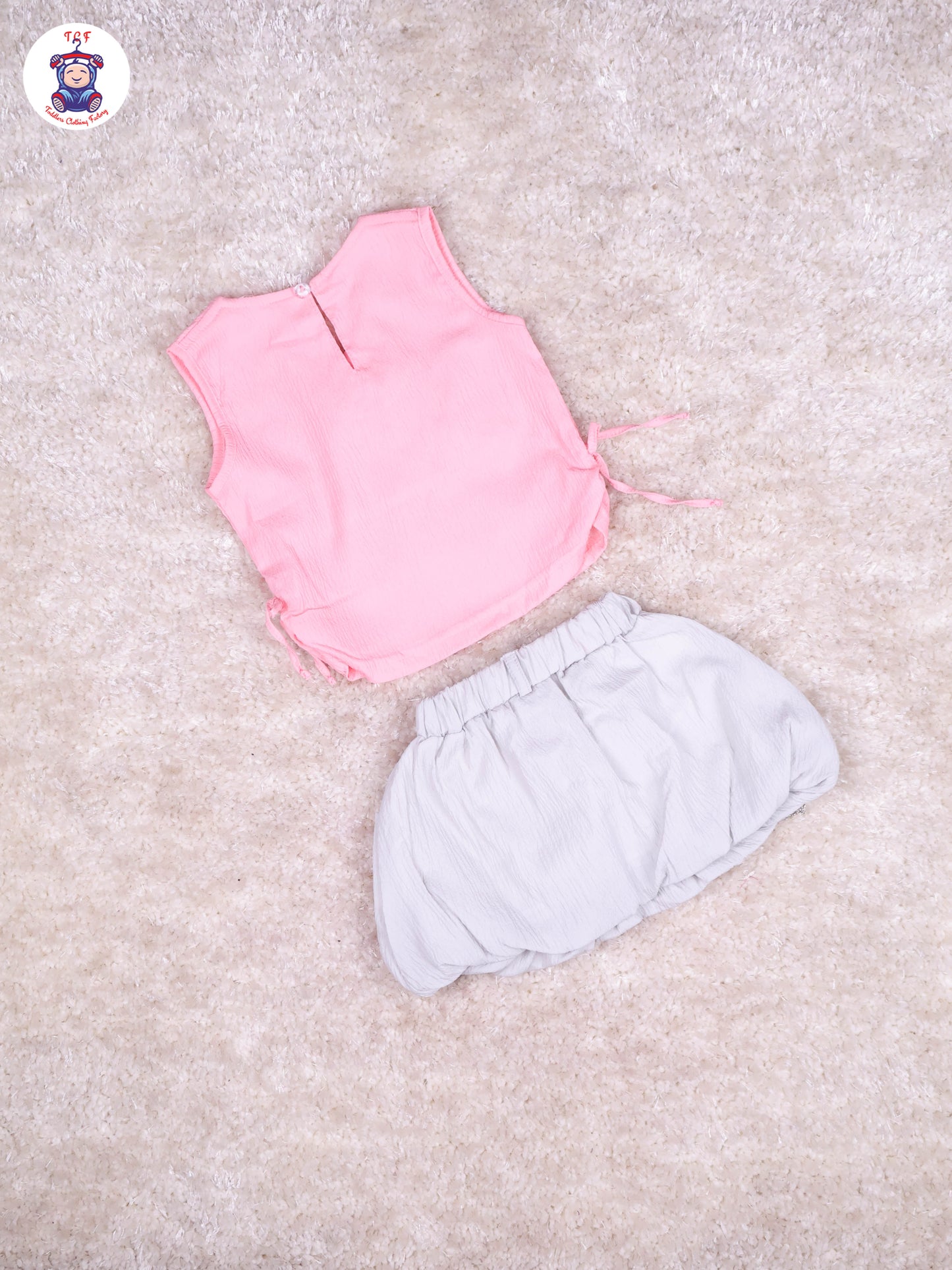 Light Pink & Grey Girls Gallis Top & Skirt