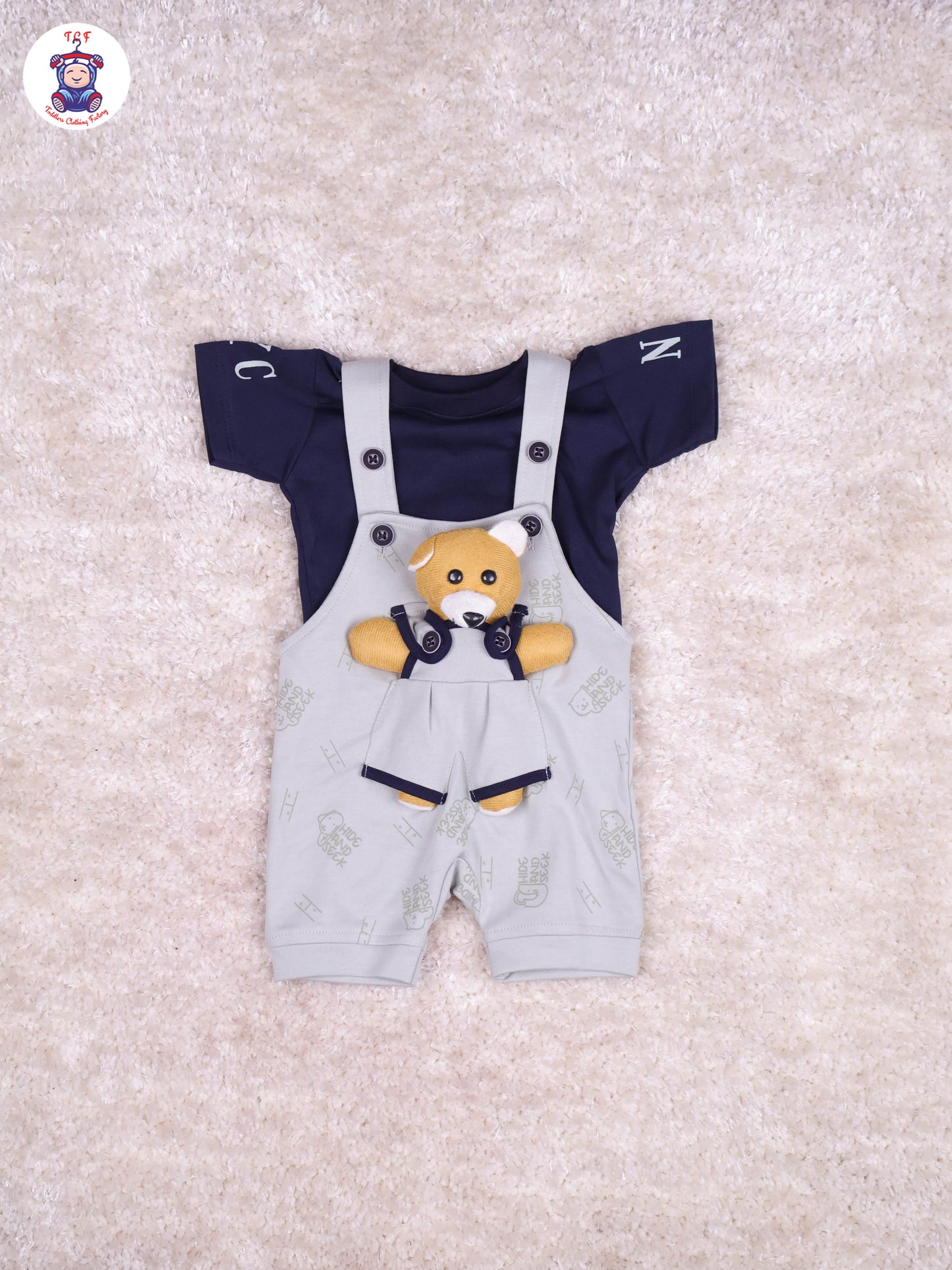 Grey & Navy Blue - Teddy Jumpsuits