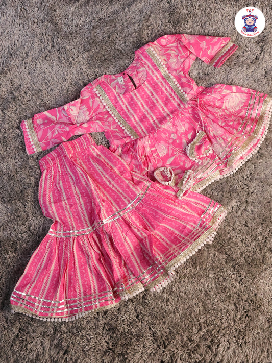 Pink - Anarkali Kurti With Sharara
