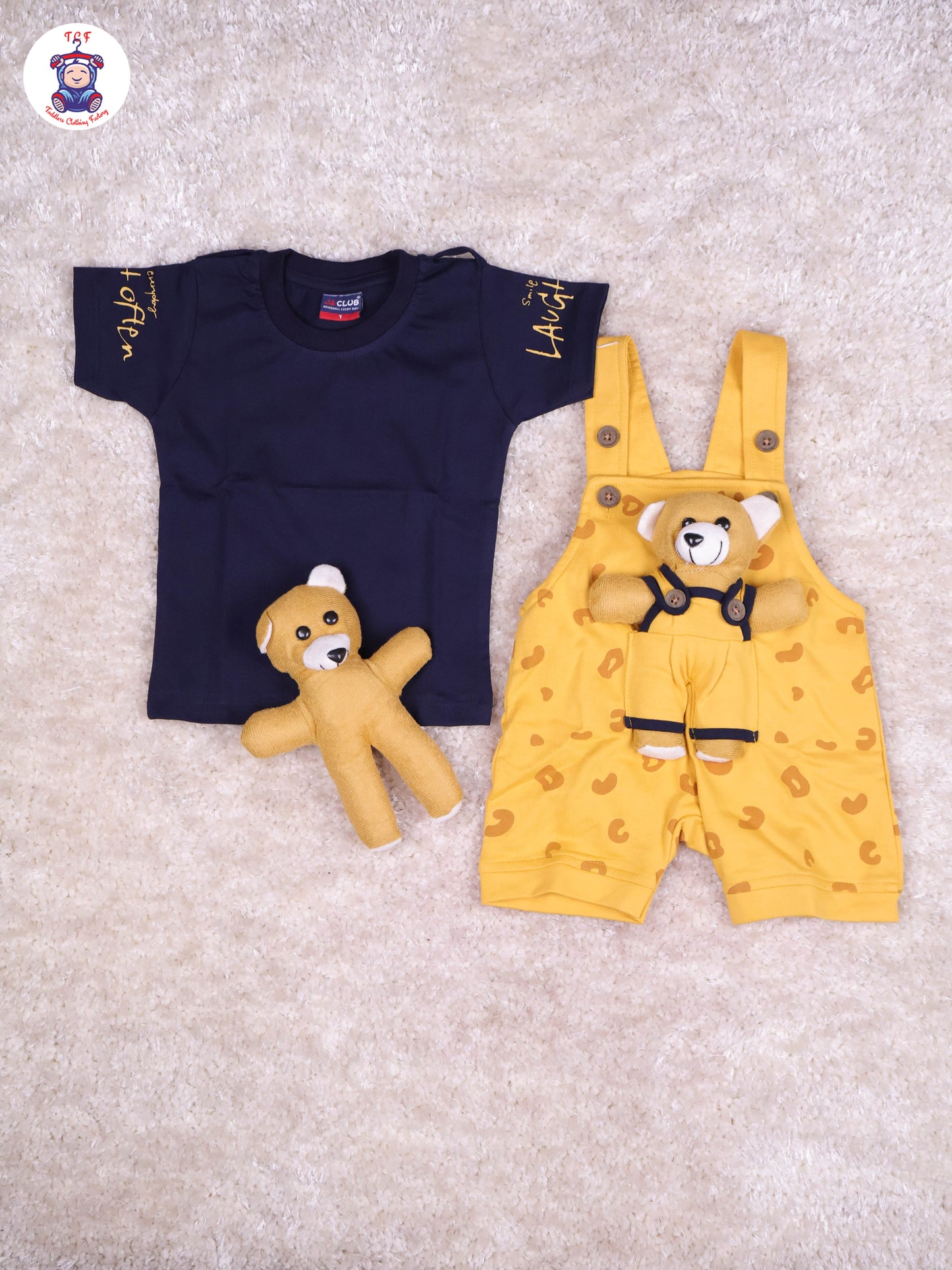 Yellow & Navy Blue - Teddy Jumpsuits