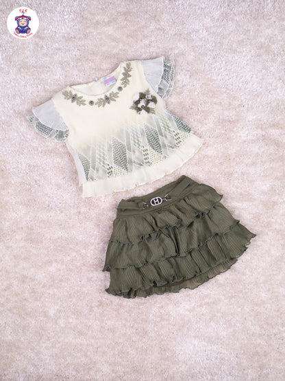 Leaf Green - Girls Top & Mini Skirt