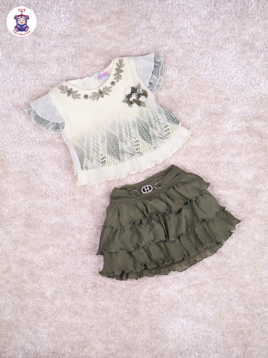 Leaf Green - Girls Top & Mini Skirt