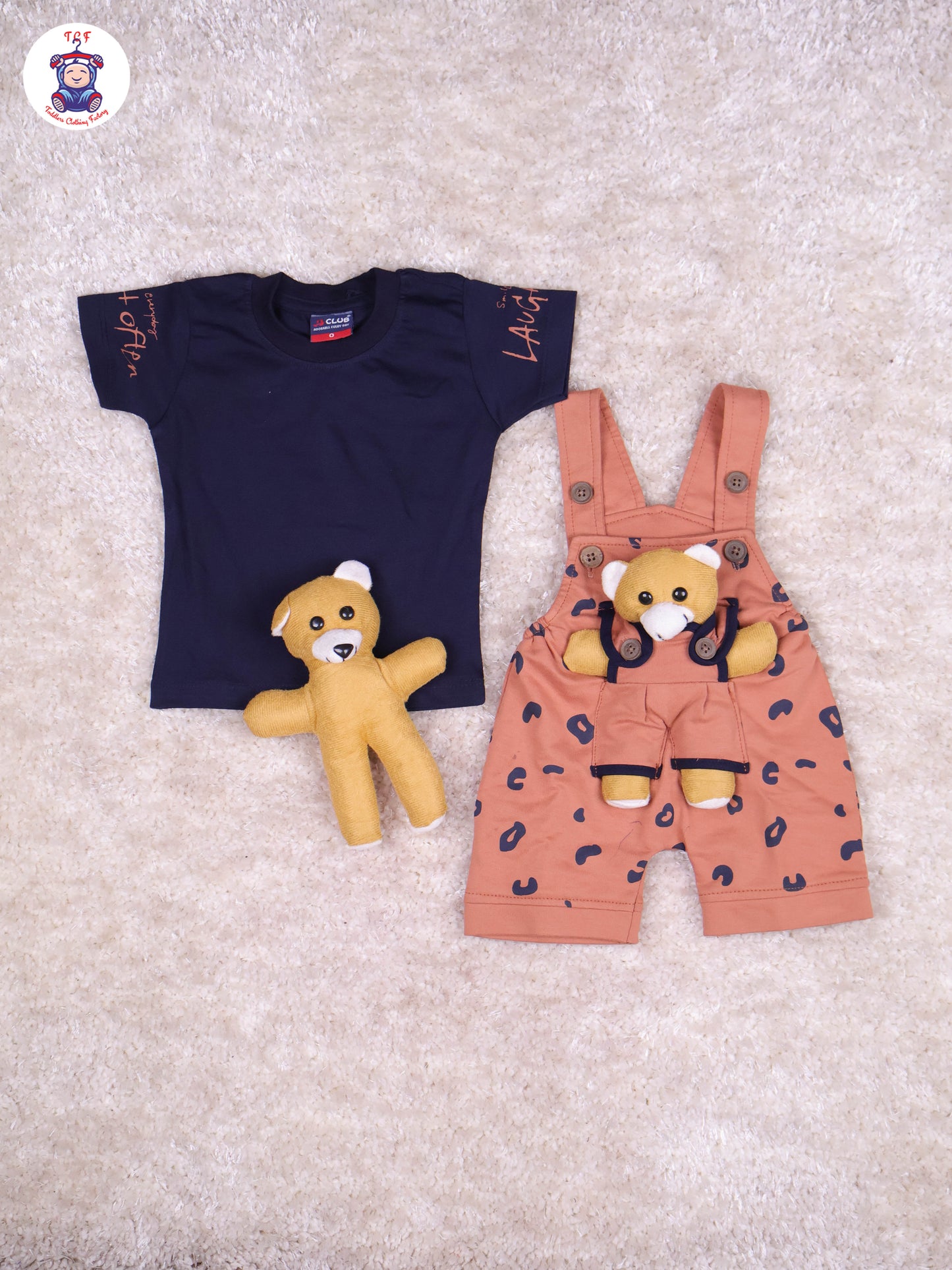 Brown & Navy Blue - Teddy Jumpsuits