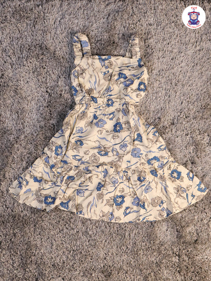 Cream & Blue - Floral Printed Frocks