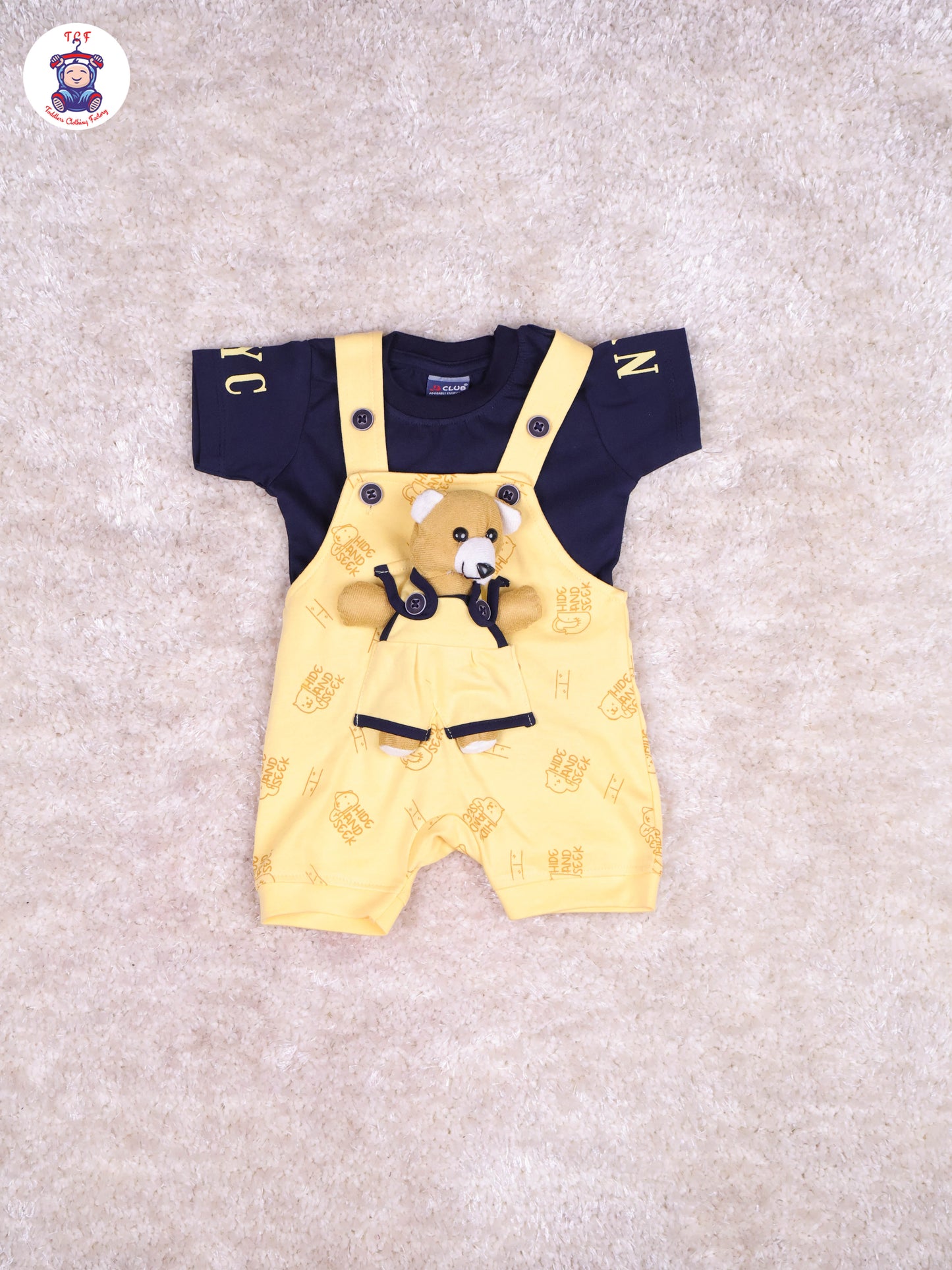 Yellow & Navy Blue - Teddy Jumpsuits