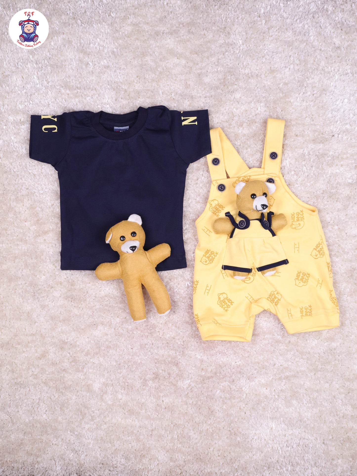 Yellow & Navy Blue - Teddy Jumpsuits