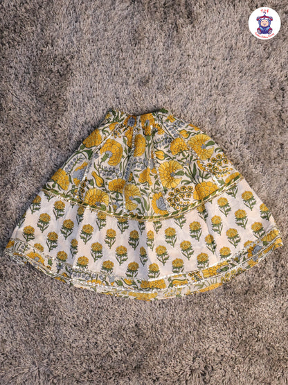 Yellow & White - Floral Printed Girls Lehenga Choli