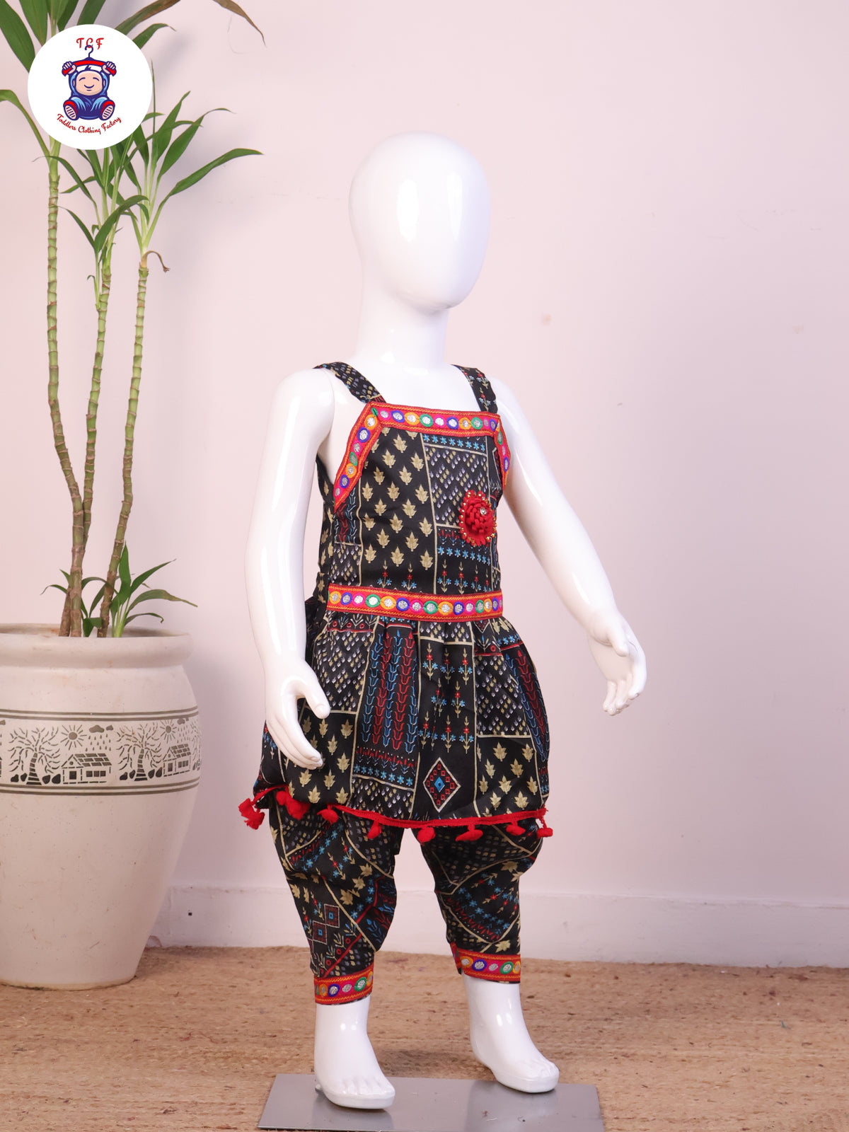 Black - Dhoti Kurti Top & Bottom Set
