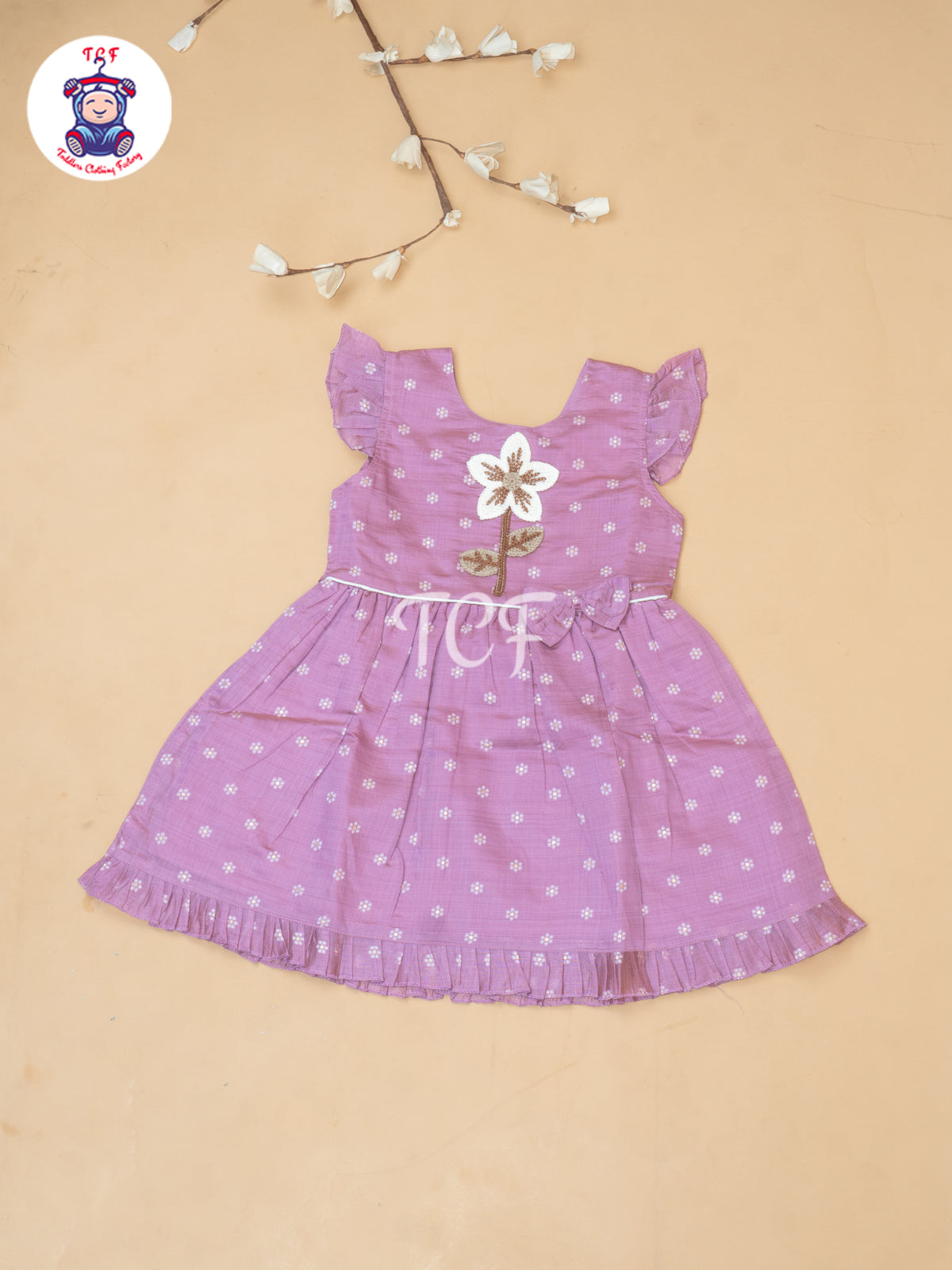 Onion Pink - Girls Embrodiery Chanderi cotton Frocks