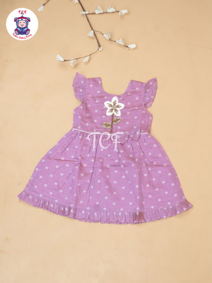 Onion Pink - Girls Embrodiery Chanderi cotton Frocks
