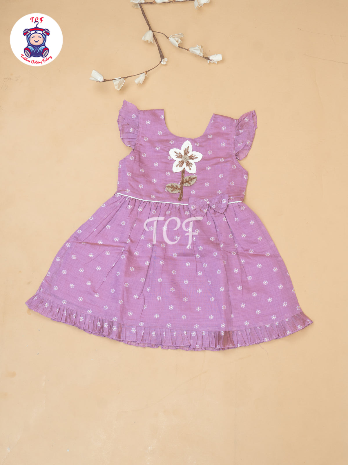 Onion Pink - Girls Embrodiery Chanderi cotton Frocks
