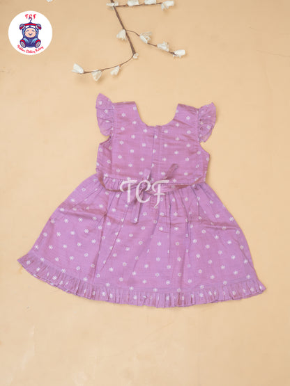Onion Pink - Girls Embrodiery Chanderi cotton Frocks