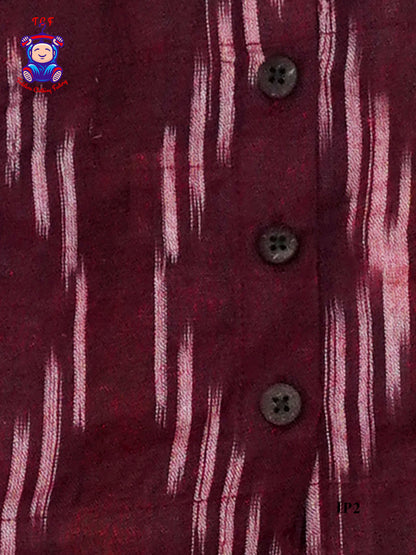 Maroon - Girls Readymade Ikat Pyjama Sets