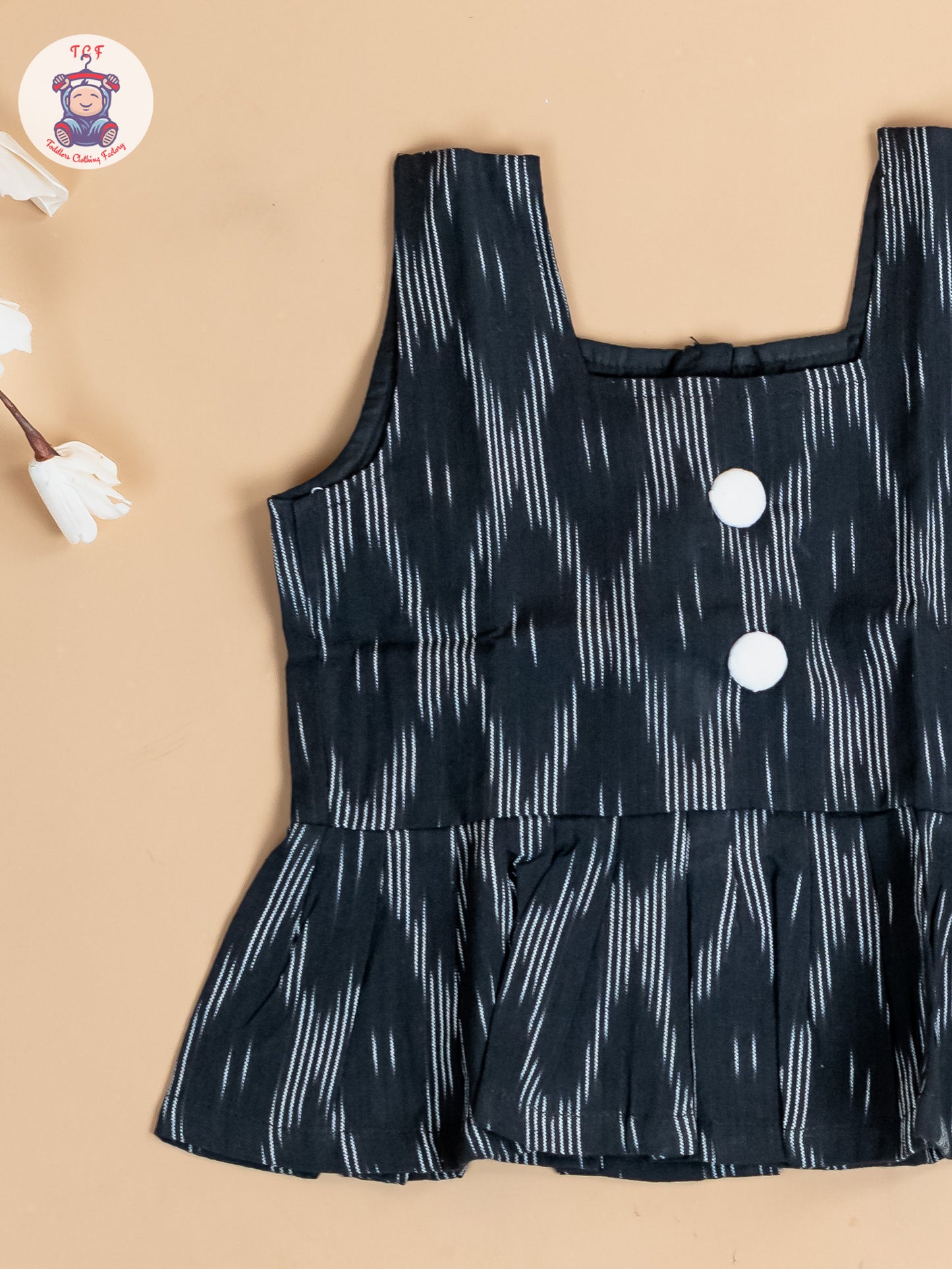 Black - Girls Readymade Ikat Co-ords Sets
