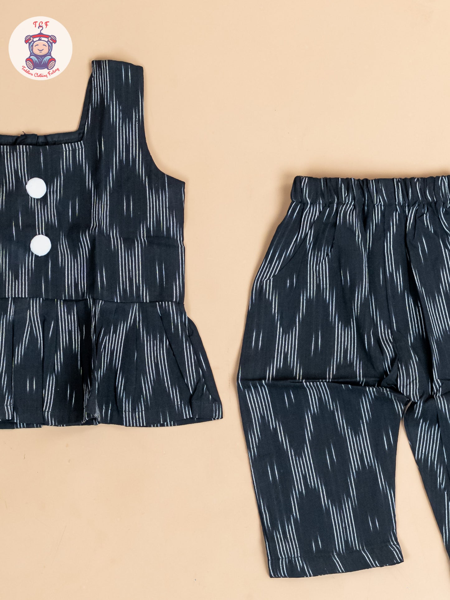 Black - Girls Readymade Ikat Co-ords Sets
